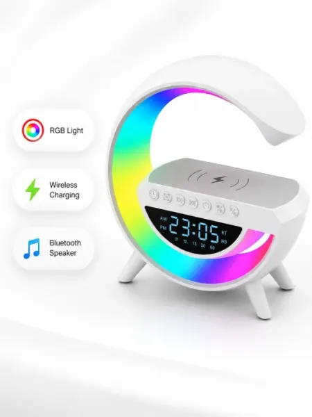 Умная колонка RGB, умный будильник, светодиодный ночной индикатор, беспроводная зарядка телефона