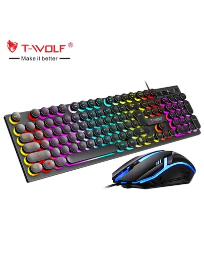 Клавиатура и мышь T-WOLF TF200/TF270 с RGB подсветкой, игровые