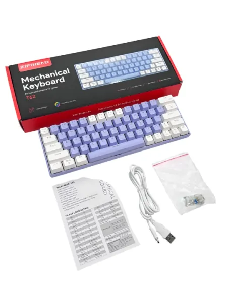 Механическая механическая клавиатура ZIFRIEND T62 с эффектом радуги RGB