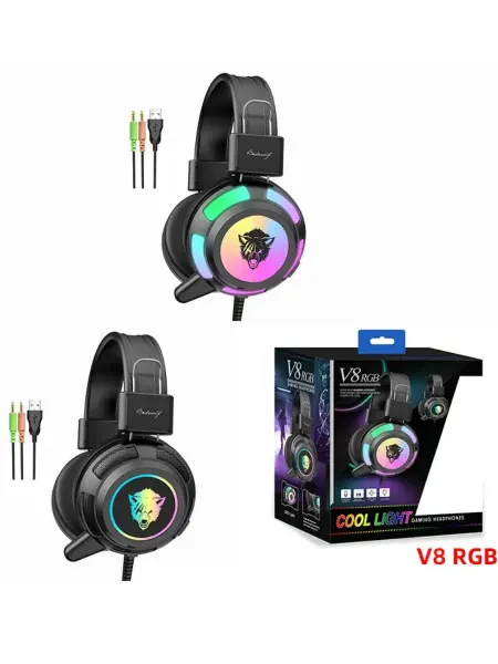 Игровые наушники с микрофоном и подсветкой v8 rgb
