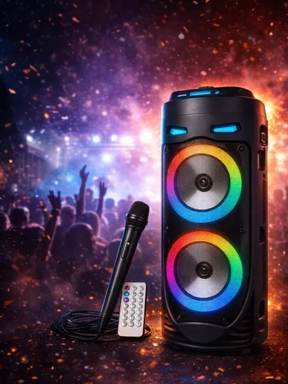 Колонка ZQS4239 с RGB подсветкой, проводной микрофон и пульт
