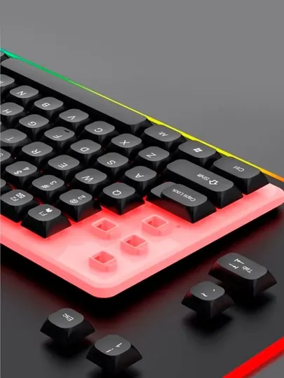 Проводная механическая клавиатура и мышь, RGB-подсветкой, подходит для игр и офиса, бесшумная