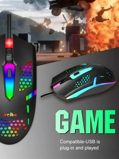 Проводная игровая мышь для ПК и ноутбука с RGB-подсветкой, М-37