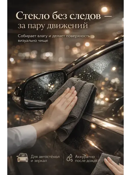 МОРЕНА Салфетка для стекла и зеркал многоразовая, для авто и дома…