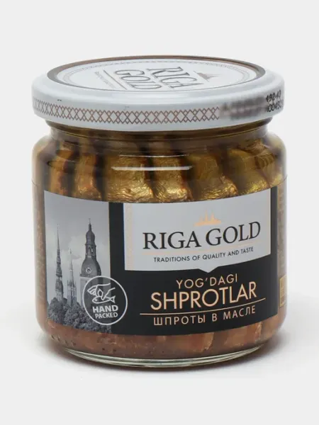 Riga Gold Шпроты в масле в стеклянной банке 185 гр