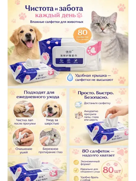 Rinamarina Влажные салфетки для животных