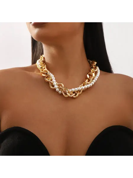 ROE L&K Многослойное колье из цепей и жемчуга