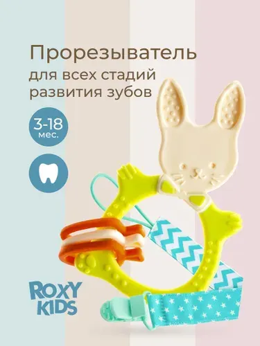 ROXY-KIDS Прорезыватель для зубов детский, грызунок, для новорожденных малышей, с держателем