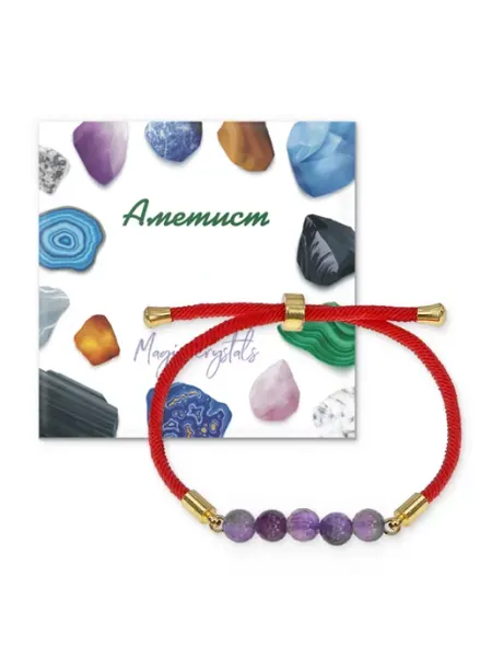 Runes&Gems Браслет с Аметистом на красном шнуре