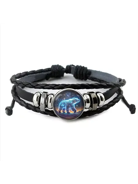Runes&Gems Кожаный браслет Звёздный медведь