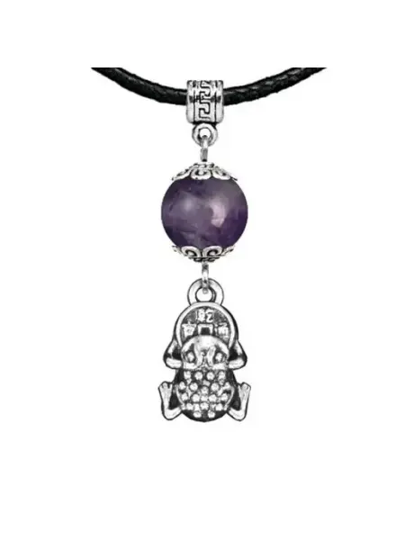 Runes&Gems Амулет Лягушка с монетой (богатство), аметист