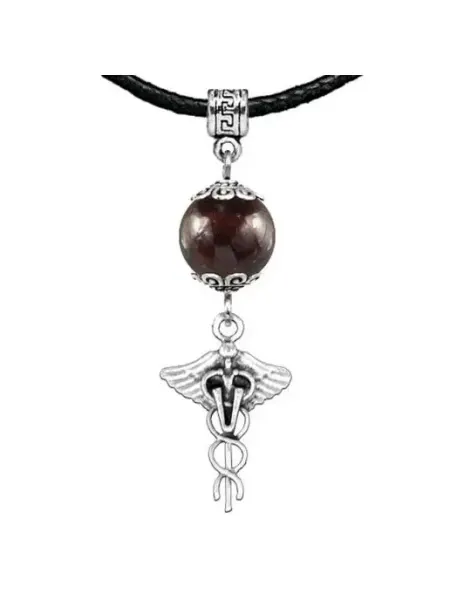 Runes&Gems Амулет Кадуцей (здоровье, бизнес, гармония), гранат