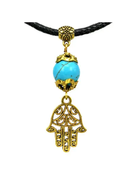 Runes&Gems Амулет От дурного глаза (Хамса) с камнем бирюза (синт.)