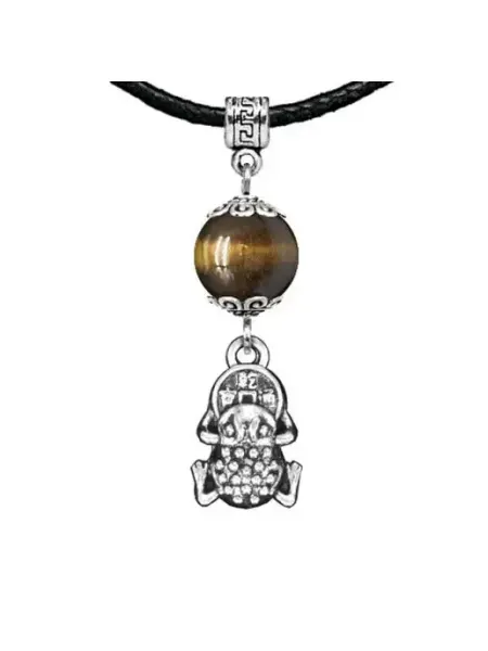 Runes&Gems Амулет Лягушка с монетой (богатство), тигровый глаз