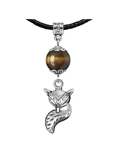 Runes&Gems Подвеска Амулет Лиса с натуральным камнем Тигровый Глаз
