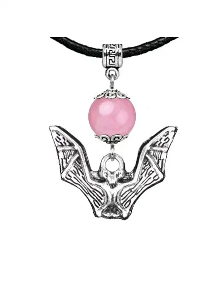 Runes&Gems Амулет Летучая мышь (защита, счастье, успех), розовый кварц