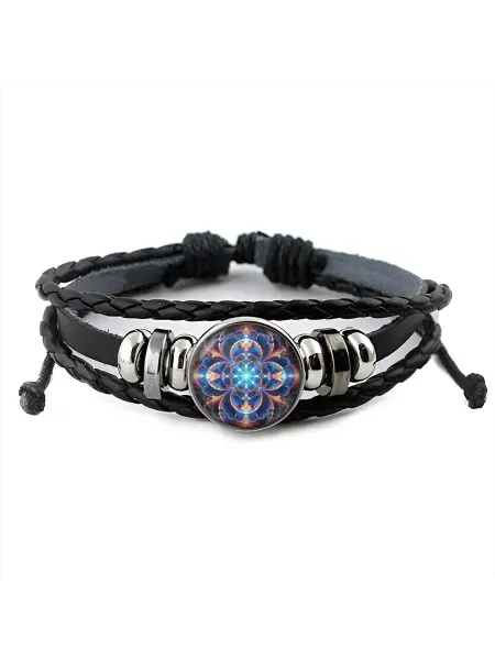 Runes&Gems Кожаный браслет Рисунок духовных ритуалов