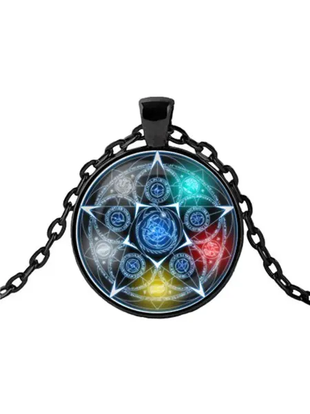 Runes&Gems Кулон-амулет с цепочкой и подвеской Пентакль стихий