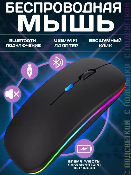 RUOMI Мышка беспроводная компьютерная для ноутбука