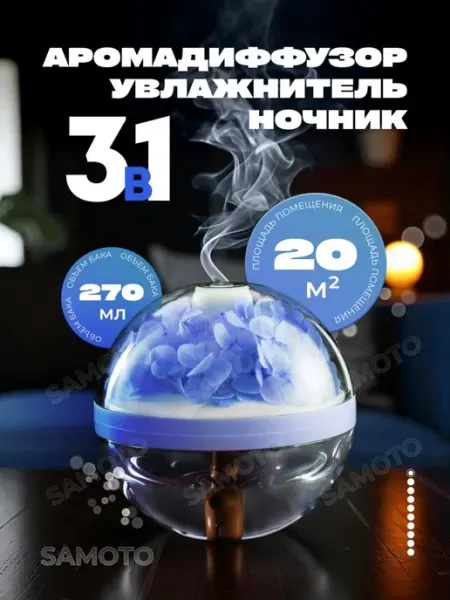 SAMOTO Мини увлажнитель воздуха, аромадиффузор электрический