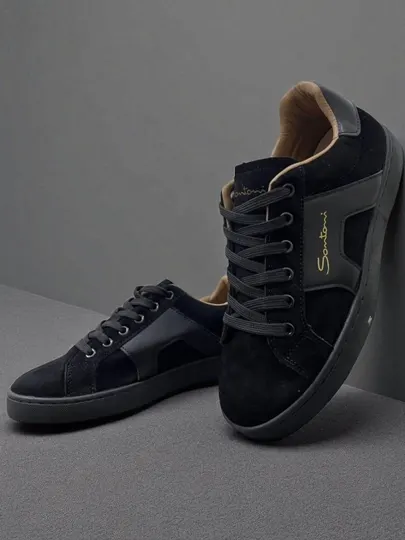 Кроссовки замшевые мужские, кеды, Santoni