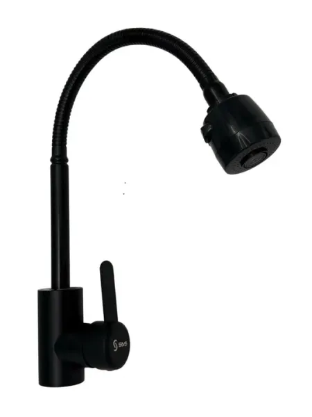 Смеситель SAS-7574-35 Чёрный STANDARD, для раковины, гибкий излив, хром