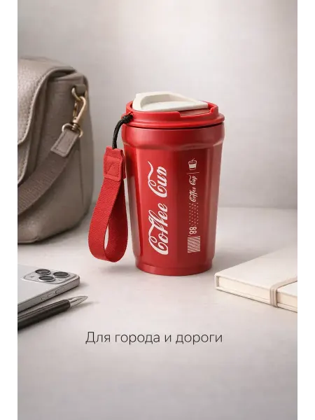 ЛИЛОК Автомобильная термокружка для кофе с датчиком температуры