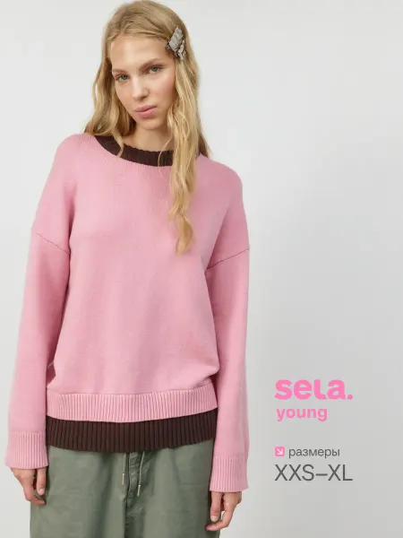SELA Вязаный двухслойный джемпер из линейки Young