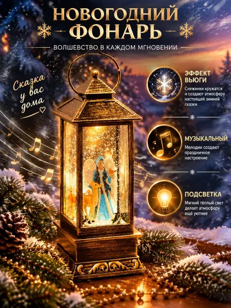 Serhoo Новогодний светящийся фонарь под ёлку для дома Снеговики