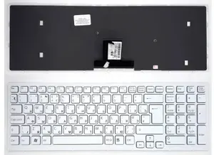 Клавиатура для ноутбуков Sony Vaio VPC-EB Series, Русская, белая с белой рамкой
