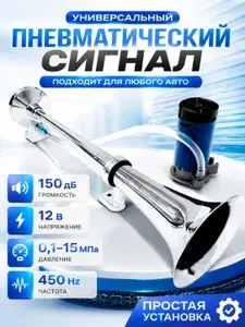 Сигнал для автомобиля воздушный с компрессором, звуковой пневмо-электрический , гудок автомобильный , пневмогудок , дудка