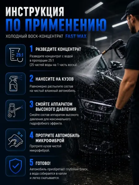 Автомобильный холодный воск концентрат для мойки, блеск и защита кузова