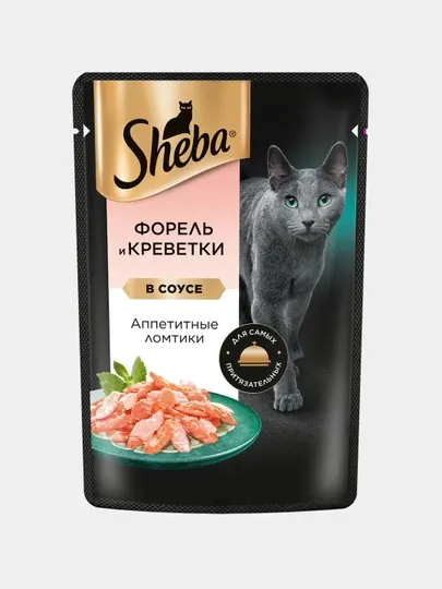 Влажный корм Sheba, форель с креветками 5 шт