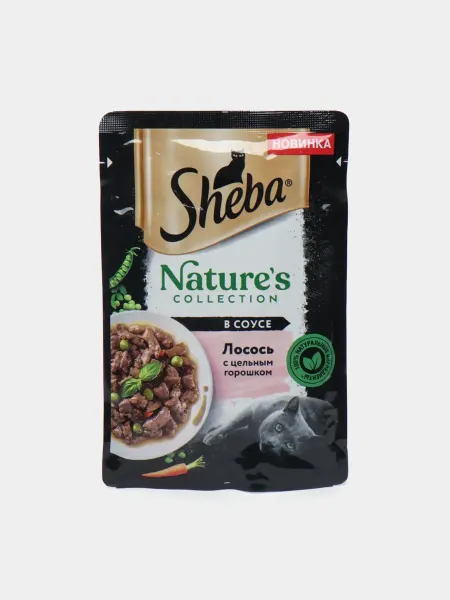 Sheba Влажный корм для кошек 28шт по 75гр Влажный корм для кошек со вкусом лосося в соусе с цельным го…