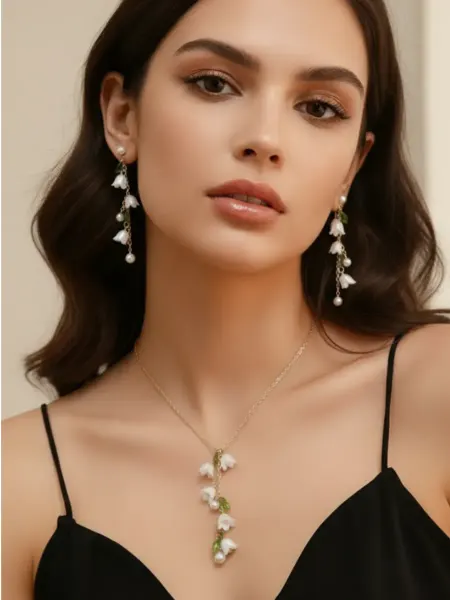 Vera Shine Набор бижутерия серьги висячие и цепочка