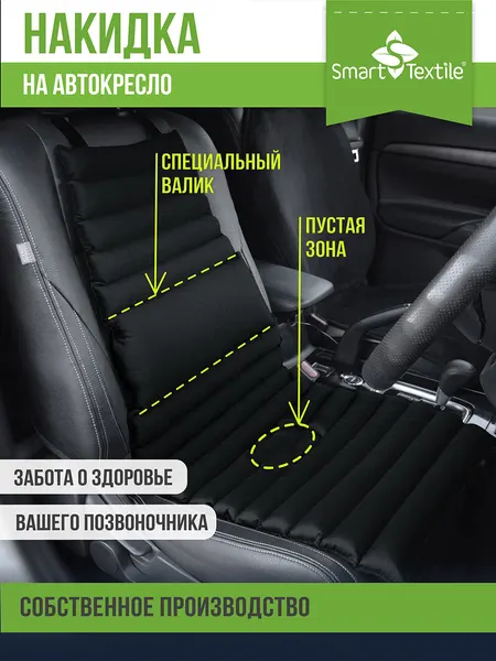 Анатомическая автомобильная накидка SMART-TEXTILE Гемо Комфорт для сиденья и подголовника