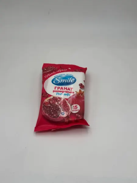 Smile Влажные салфетки с натуральными экстрактами и ароматом Граната, 15 шт