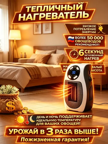 Обогреватель для теплицы компактный и безопасный