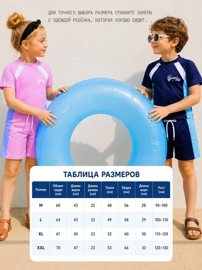 Купальник детский раздельный для девочек с UV защитой SPF комплект