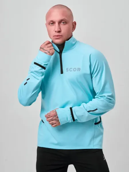 IQ SPORT Лонгслив спортивный на молнии теплый джерси для фитнеса бега