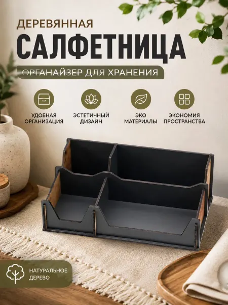 Staffamily Деревянная салфетница - органайзер для хранения