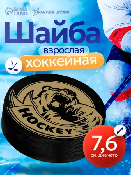 WINTER STAR Шайба хоккейная взрослая с принтом