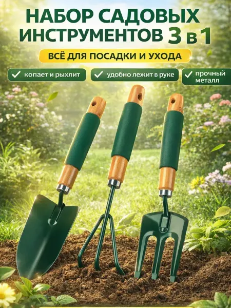 Stasinawi Набор садовых инструментов рыхлитель, лопата, вилы