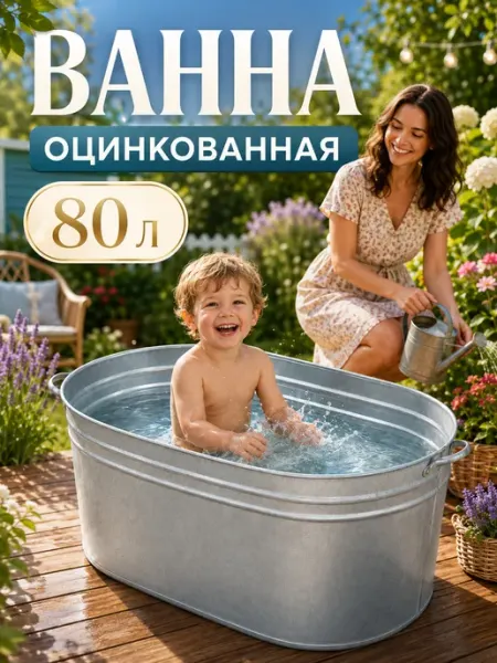 STEKLO Ванна металлическая оцинкованная, 80 л