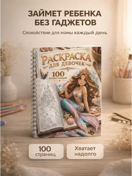 Stickybook Раскраска для девочек, малышей, детей, большая А5