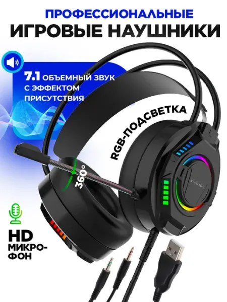 STIMAXON Игровые наушники проводные с микрофоном для пк
