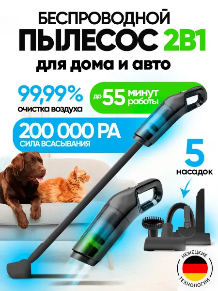 STIMAXON Пылесос вертикальный беспроводной для дома и авто
