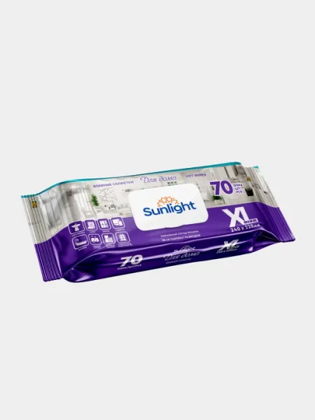 Влажные салфетки Sunlight, для дома, 70 шт