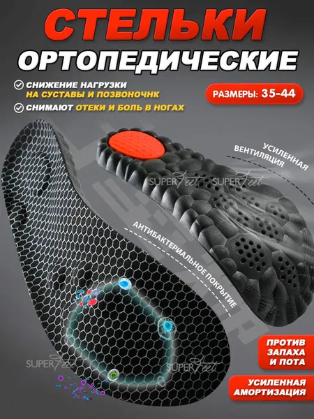 Стельки SuperFeet, анатомический дизайн, дышащая, 35-36 р-р, унисекс, черные