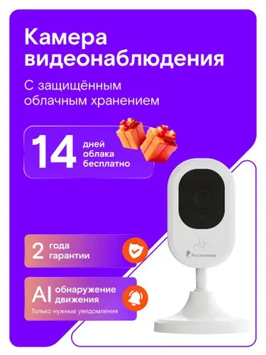 Камера видеонаблюдения wifi Ростелеком SV-CA204-W для дома, с ночной съемкой и обнаружением движения